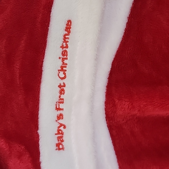Red Santa Hooded Red Soft Fleece Baby's First Christmas Wrap Blanket - Picture 2 of 11